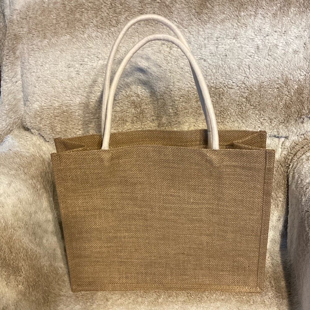 NEW Burlap Tote with Clear Side